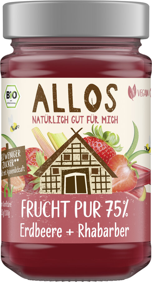 Frucht Pur 75% Aufstrich Erdbeer-Rhabarber 250g