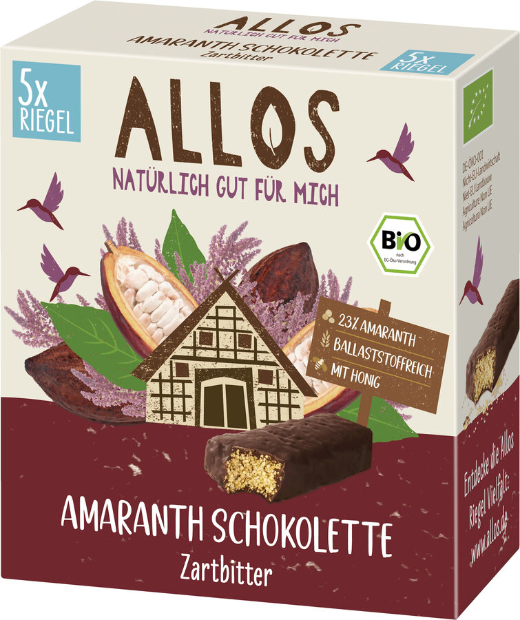 Amaranth Schokolette Zartbitterriegel 5er Pack 125g