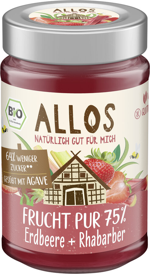 Frucht Pur 75% Aufstrich Erdbeer-Rhabarber 200g