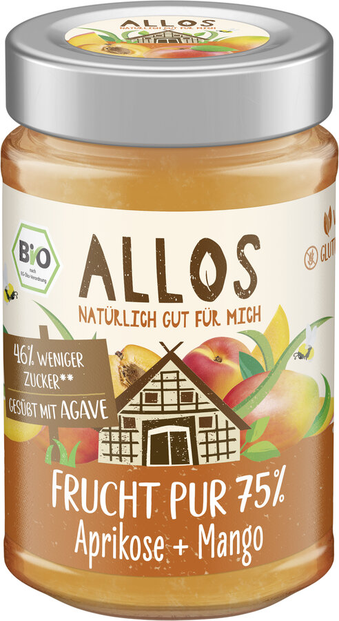 Frucht Pur 75% Aufstrich Aprikose-Mango 200g