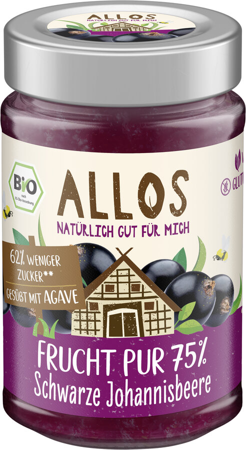 Frucht Pur 75% Aufstrich Schwarze Johannisbeere 200g