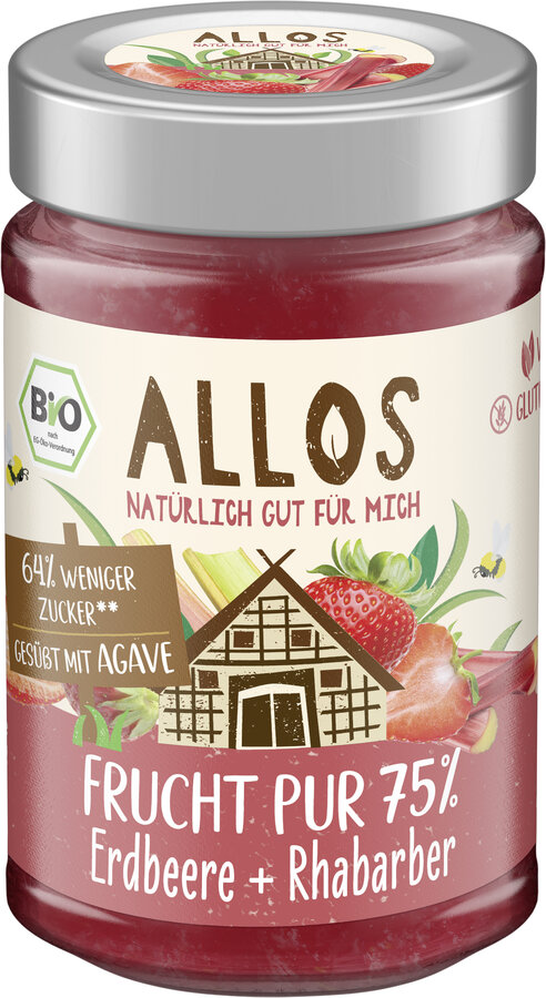 Frucht Pur 75% Aufstrich Erdbeer-Rhabarber 200g